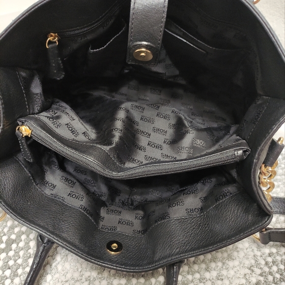 MICHAEL KORS Hamilton Black Large Leather Tote Shoulder Bag - Picture 8 of 15